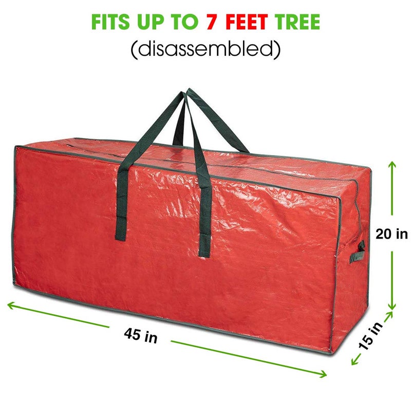 ProPik Christmas Tree Storage Bag | Fits Up to 7 ft. Tall Disassembled Tree | 45" x 15" x 20" Holiday Artificial Tree Storage Case | Perfect Xmas Storage Container with Handles and Sleek Zipper (Red) - Image 2